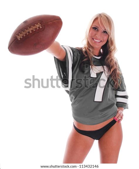 Sexy Blonde Girl Football Football Jersey Stock Photo 113432146 Shutterstock