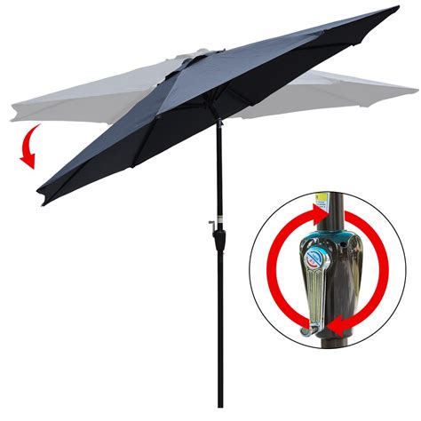 Sundale Outdoor 10ft Patio Umbrellas Market Umbrella With Auto Tilt Aluminum Pole In Garden Deck