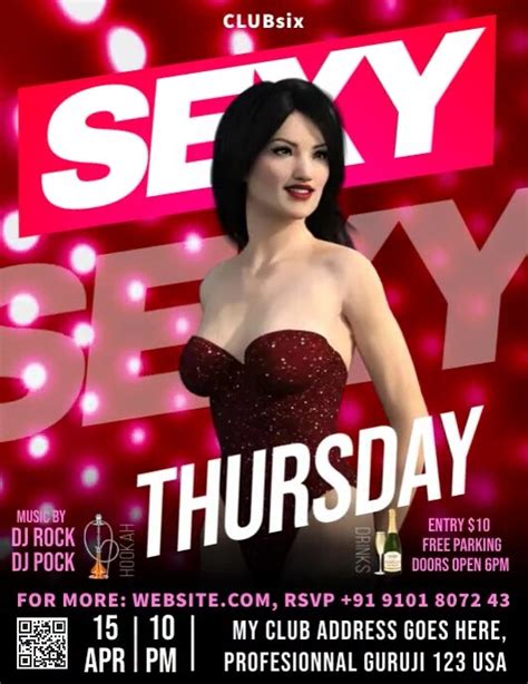 Red Maximalist Sexy Thursday Night Party Flye Template Postermywall