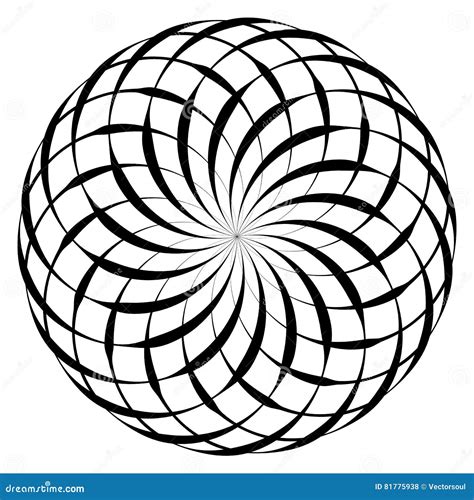 Circular Geometric Spiral. Abstract Monochrome Design Element Stock ...