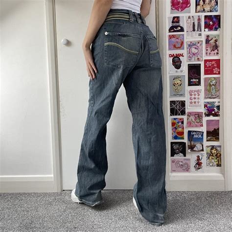 90s Y2k Bootcut Jeans Sick Dark Wash Faded Straight Depop