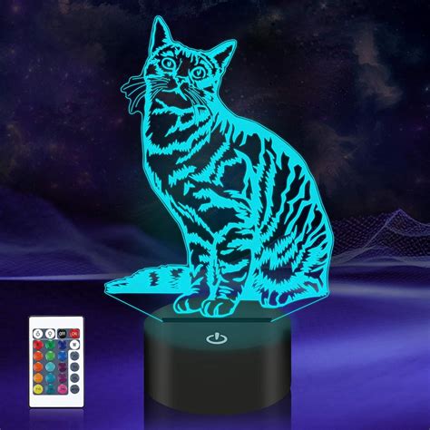 Cat Pet Ts For Kids Girls3d Illusion Led Cat Lamp Night Light With