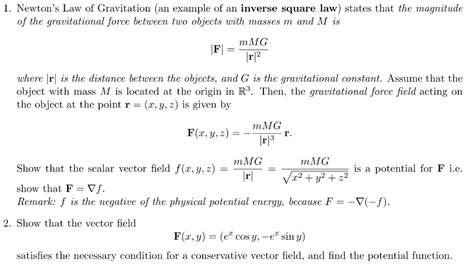 Solved 1. Newton's Law of Gravitation (an example of an | Chegg.com