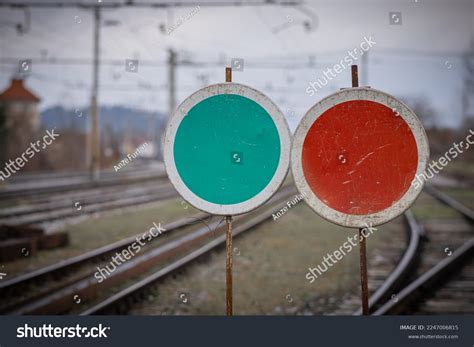 signs closed railway track standing stock photo