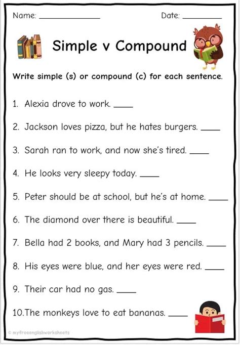 Simple Sentence Worksheets Free English Worksheets