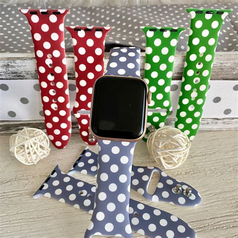 Fancy Polka Dot Print Silicone Band For Apple Watch Multiple Colors Av Fancy Bands