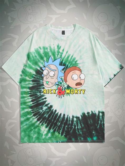 Rick And Morty ROMWE Men Tie Dye Cartoon Graphic Tee SHEIN USA