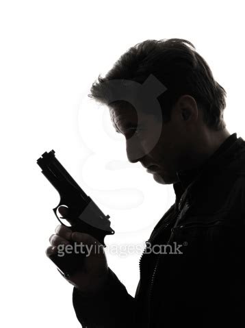 Man Killer Policeman Holding Gun Portrait Silhouette