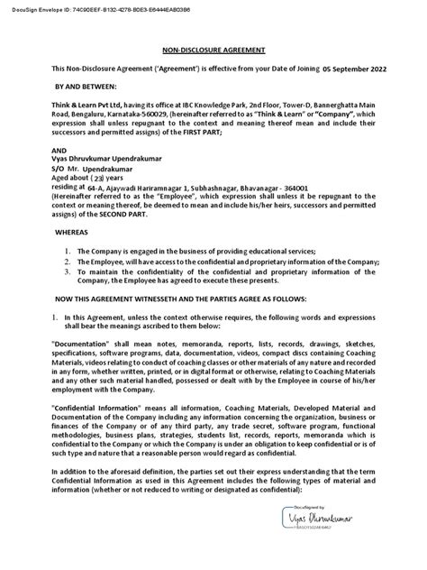 NDA Template | PDF | Employment | Business