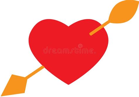 Heart and Arrow Emoji Icon on White Background. Red Romantic Heart with ...