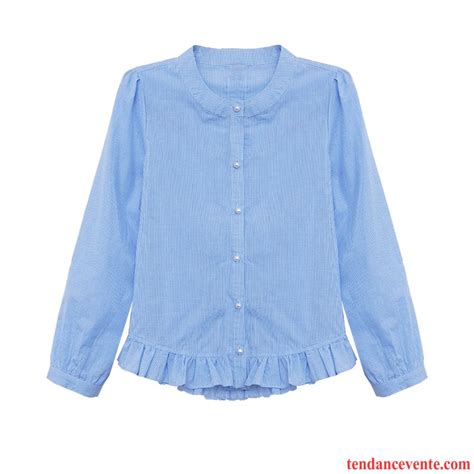 Chemisiers Femme R Tro Longues Baggy Printemps Une Veste Chemise Bleu