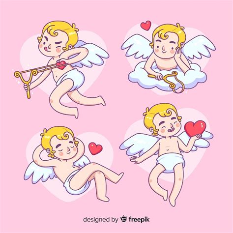 Linda Colecci N De Personajes De Cupido Vector Gratis