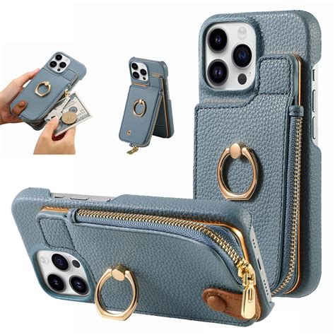 Sanimore For Iphone Pro Max Case Pu Leather Zipper Purse Rfid