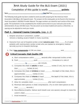 American Heart Association Basic Life Support Bls Cpr Exam Study