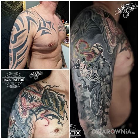 Tatuaż cover tribal Autor Studio Haza Tattoo dziarownia pl