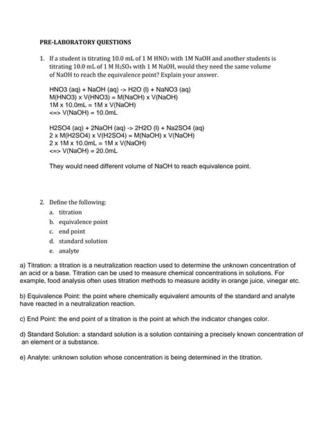 Solution Experiment Acid Base Titration Chem Studypool