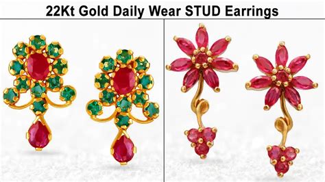 Ruby Earrings Light Weight Stud Earrings And Daily Wear Gold