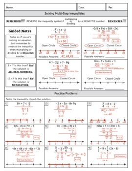 Solving Multi Step Inequalities Guided Notes And Practice By Mathologist