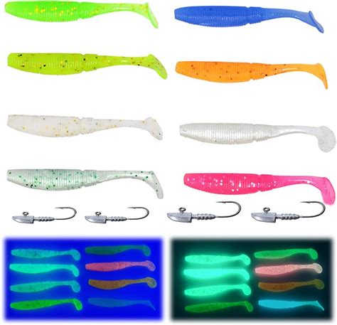 Njord Kalastus Selbstleuchtende Gummifische Mit Jigkopf Set 7 5cm 3g UV