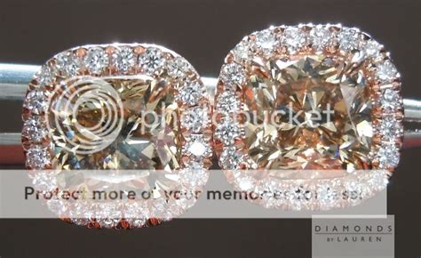 Brown Diamond Earrings | Cushion Cut Diamonds | Diamond Halo Earrings