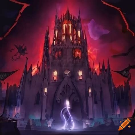 Enigmatic Castle Of Vampires In An Anime Style Reminiscent Of Persona