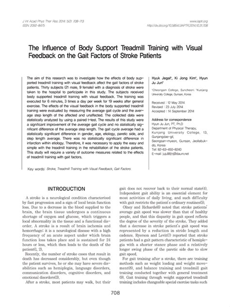 The Influence Of Body Support Treadmill Training With Visual Feedback On The Gait Factors Of