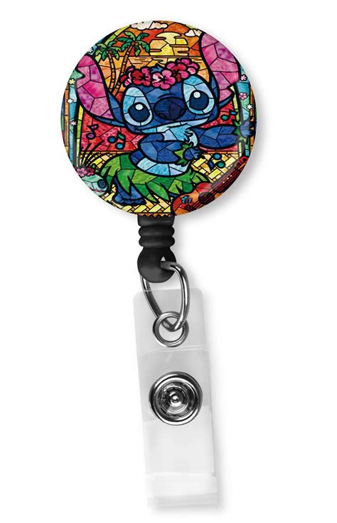 Buy Stitch Disney Stained Glass Retractable ID Card Badge Reel With