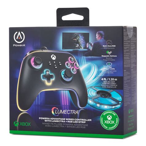 Powera Advantage Wired Controller For Xbox Series Xs With Lumectra Rgb Led Strip Black