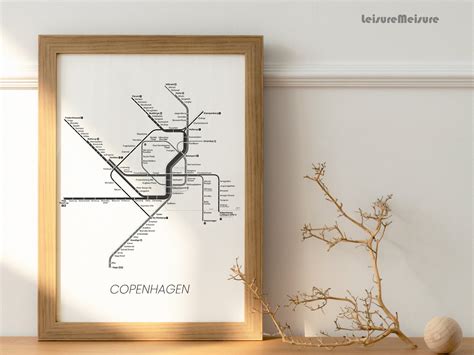 Copenhagen Metro Map Digital Printable Wall Art Print Download Subway