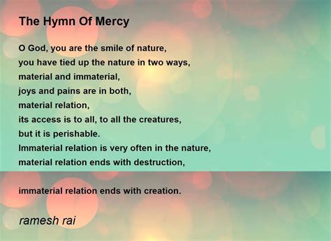 The Hymn Of Mercy - The Hymn Of Mercy Poem by ramesh rai