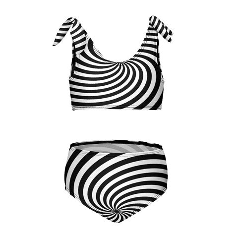 Black And White Op Art Spiral Girl S Piece Bikini Set Beach Sport