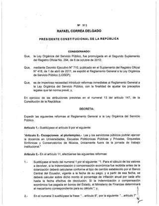 Reformas Al Reglamento General A La Ley Org Nica Del Servicio P Blico Pdf