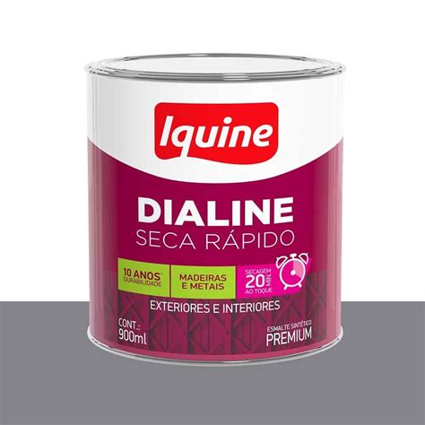 Tinta Esmalte Sintético Premium Dialine Seca Rápido Alumínio 900ml Iquine