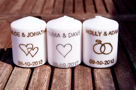 Personalised Engraved Candles Wedding Favours