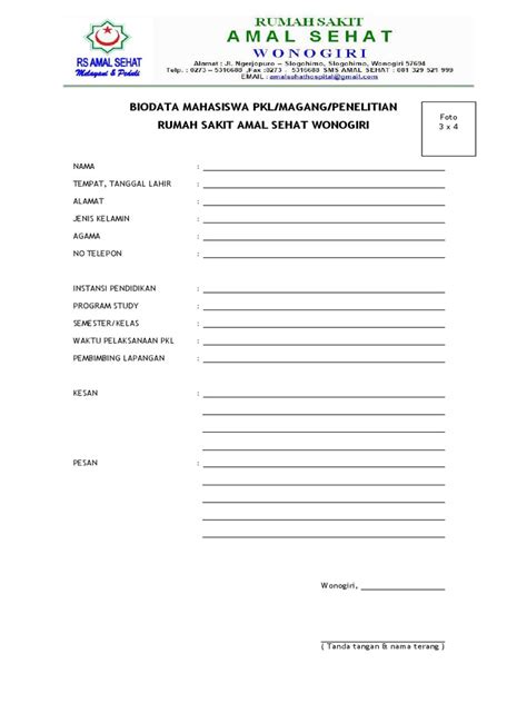 Biodata Mahasiswa Pkl Pdf