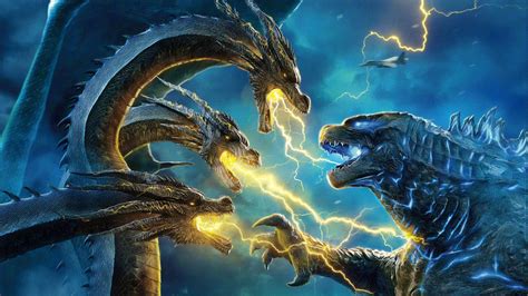 Download Godzilla And King Ghidorah Face Off In A Lightning Clash