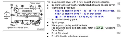 Nissan Valve Cover Torque Specs Q A For Versa Murano Z G