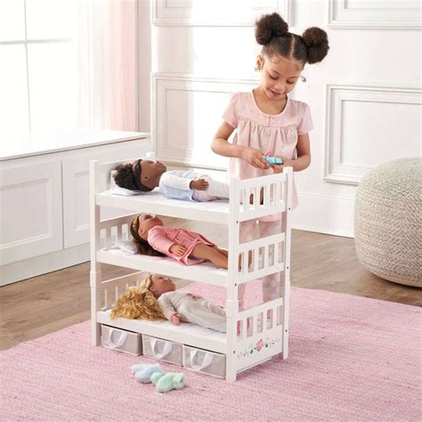 Badger Basket 1 2 3 Convertible Doll Bunk Bed With Bedding And Baskets