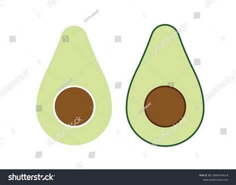 Halved Avocado Silhouette Vector Clipart Vegetable Stock Vector