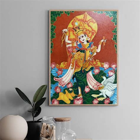 Jual Lukisan Dewi Saraswati Ukuran 80 X 60 Cm 100 Buatan Tangan