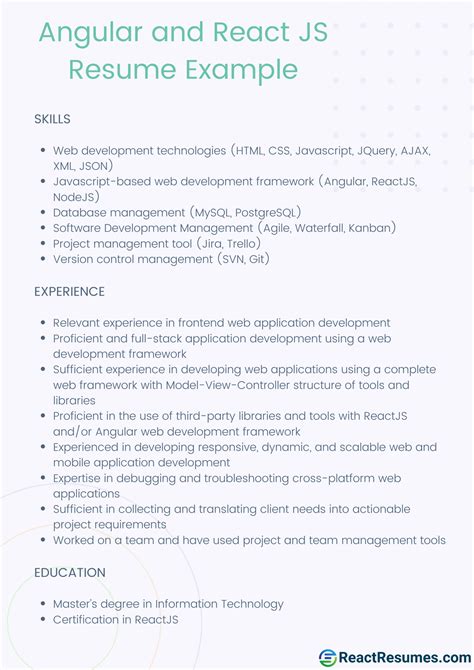 10 Angular And React Js Resume Samples React Resumes
