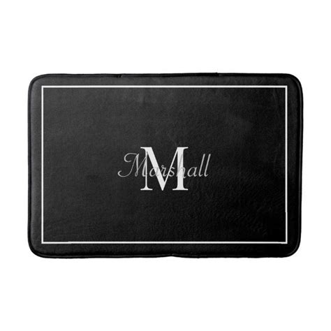 Classic Black And White Monogrammed Bath Mat Zazzle Monogrammed