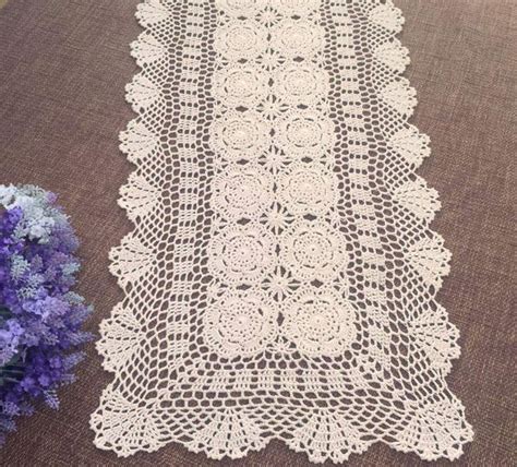 Damanni Rectangular Cotton Handmade Crochet Lace Table Runner Doilies