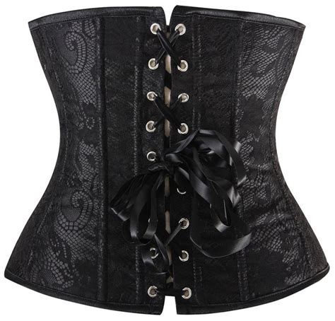 Sexy Women S Black Floral Lace Underbust Cupless Plastic Bone Waist