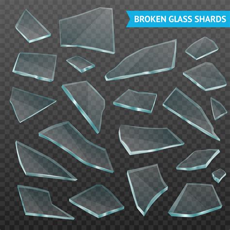 Glass Fragments Realistic Dark Transparent Set 470857 Vector Art at ...