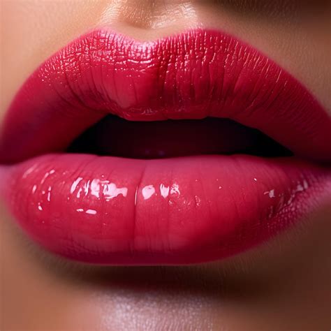 Cierra los labios sensuales y la boca sensual con lápiz labial o brillo