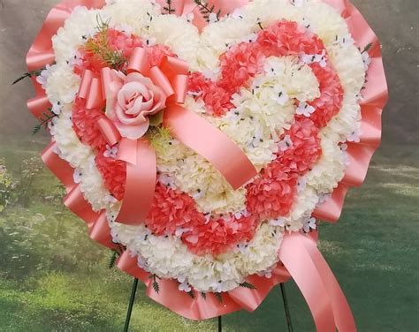 Inch Peach And Cream Heart Cemetery Wreath Memorial Sympathy