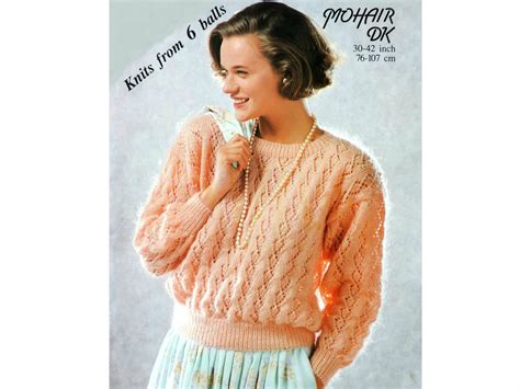 Lacy Knit Sweater Knitting Pattern Pdf Womens Ladies Etsy Uk Knitting Patterns Sweater