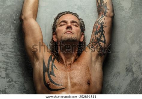 Portrait Handsome Longhaired Man Naked Torso Stock Photo Shutterstock