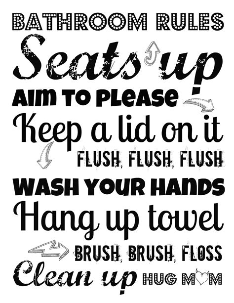 Diy Printable Bathroom Rules Bathroom Rules Printable Bathroom